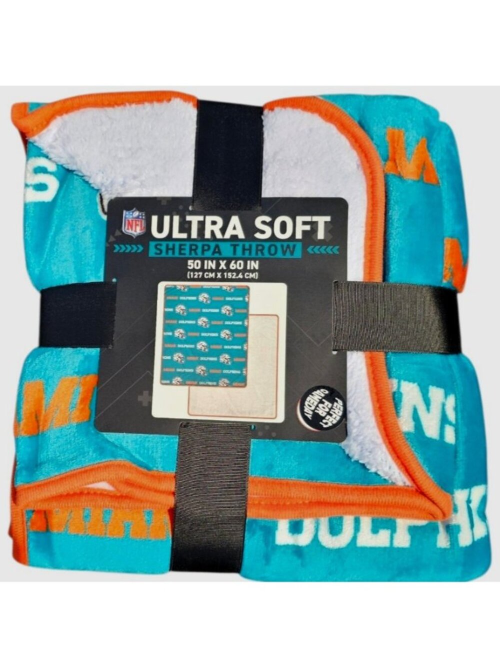 Miami Dolphins Sherpa Throw Blanket Ultra Supersoft 60"x50" 100% Poly New NFL